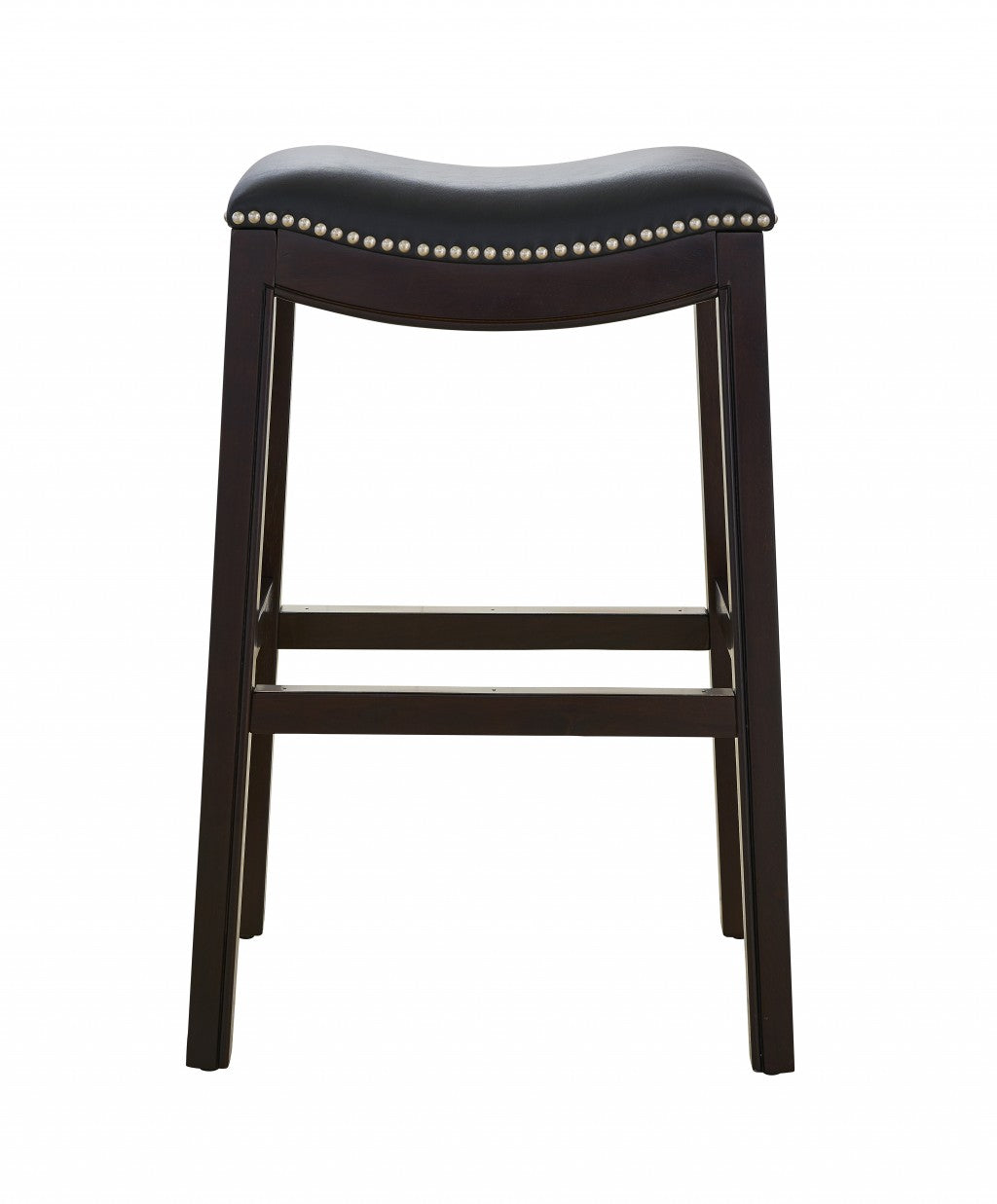 HomeRoots 30" Espresso and Black Saddle Style Counter Height Bar Stool