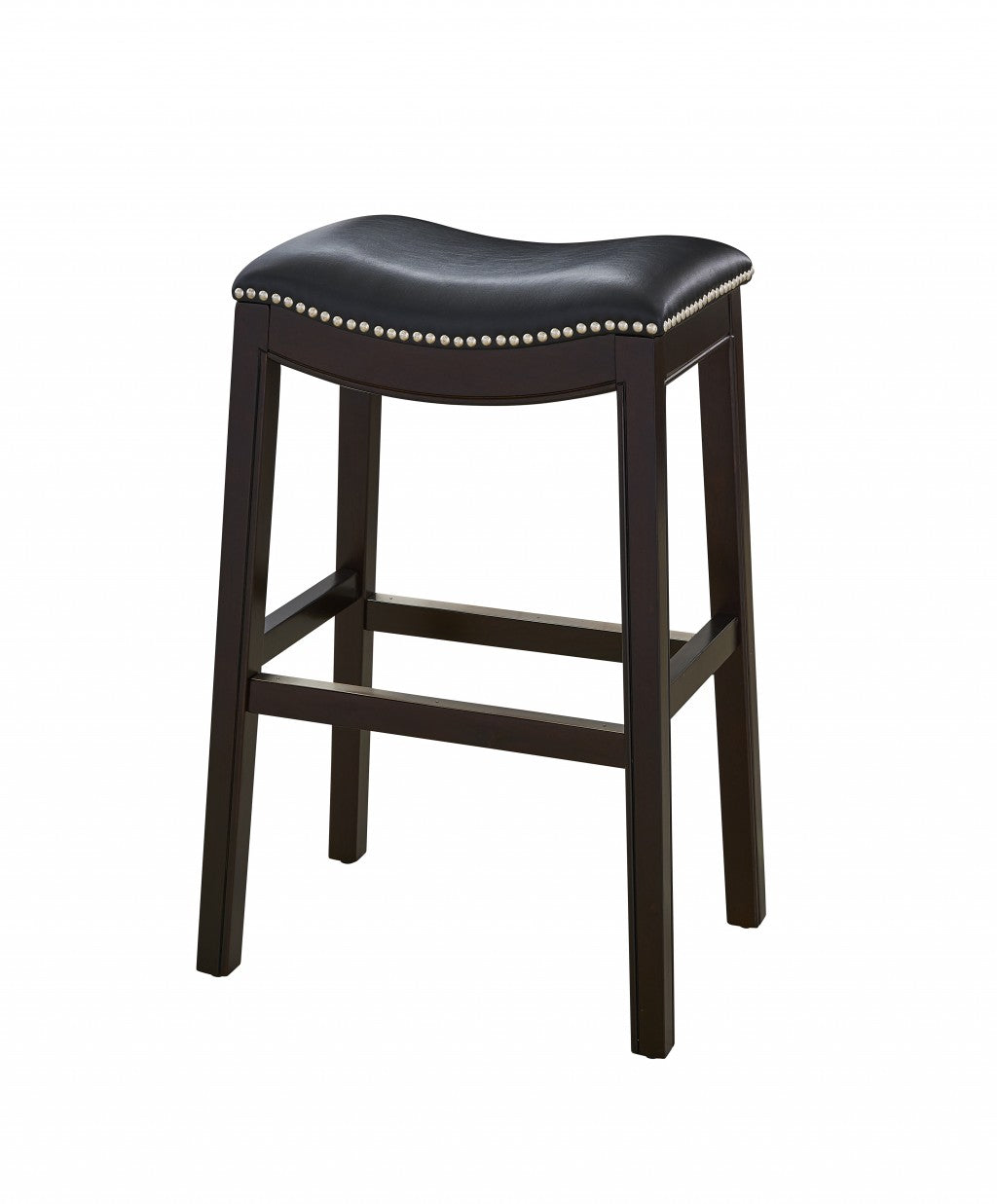 HomeRoots 30" Espresso and Black Saddle Style Counter Height Bar Stool
