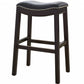 HomeRoots 30" Espresso and Black Saddle Style Counter Height Bar Stool