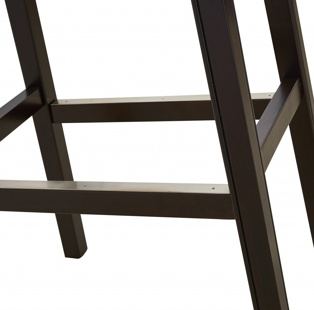 HomeRoots 30" Espresso and Carmel Saddle Style Counter Height Bar Stool