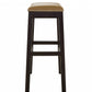 HomeRoots 30" Espresso and Carmel Saddle Style Counter Height Bar Stool