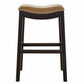 HomeRoots 30" Espresso and Carmel Saddle Style Counter Height Bar Stool