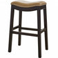 HomeRoots 30" Espresso and Carmel Saddle Style Counter Height Bar Stool