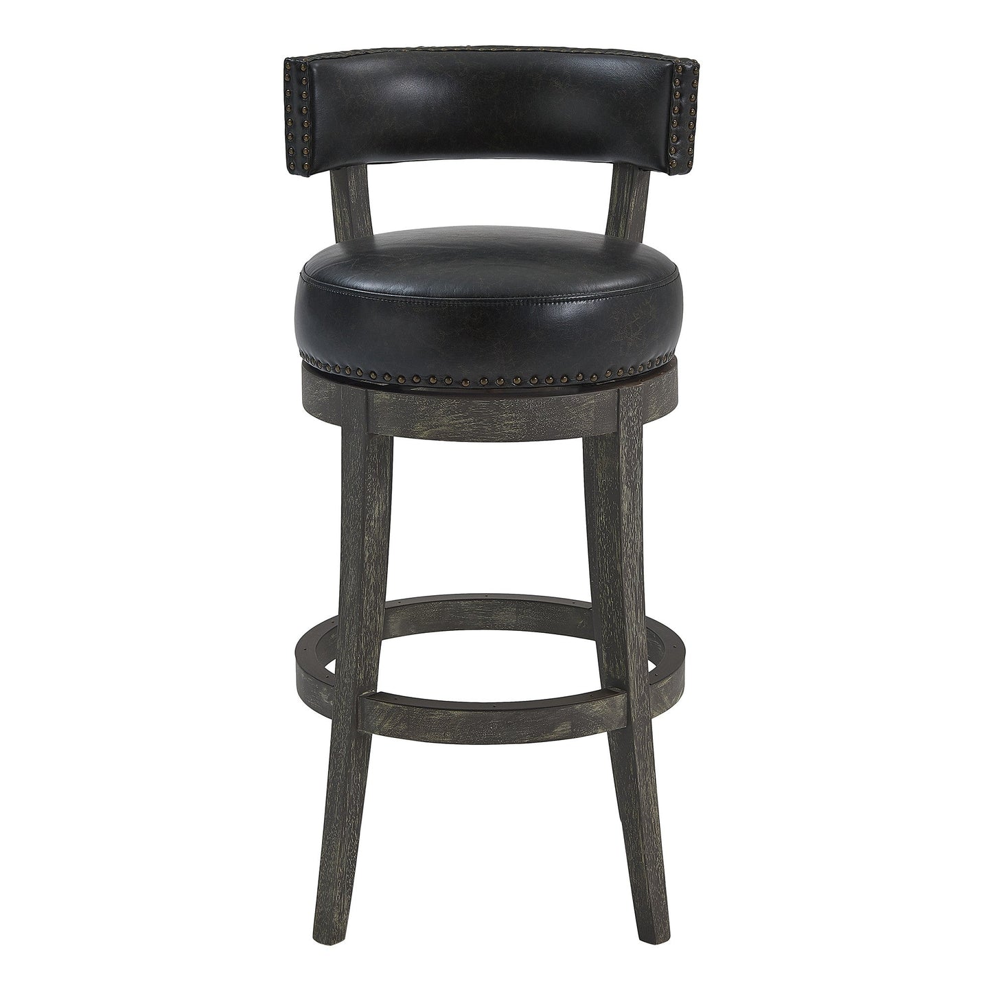 HomeRoots 30" Faux Leather Swivel Counter Stool in Brown Onyx Finish