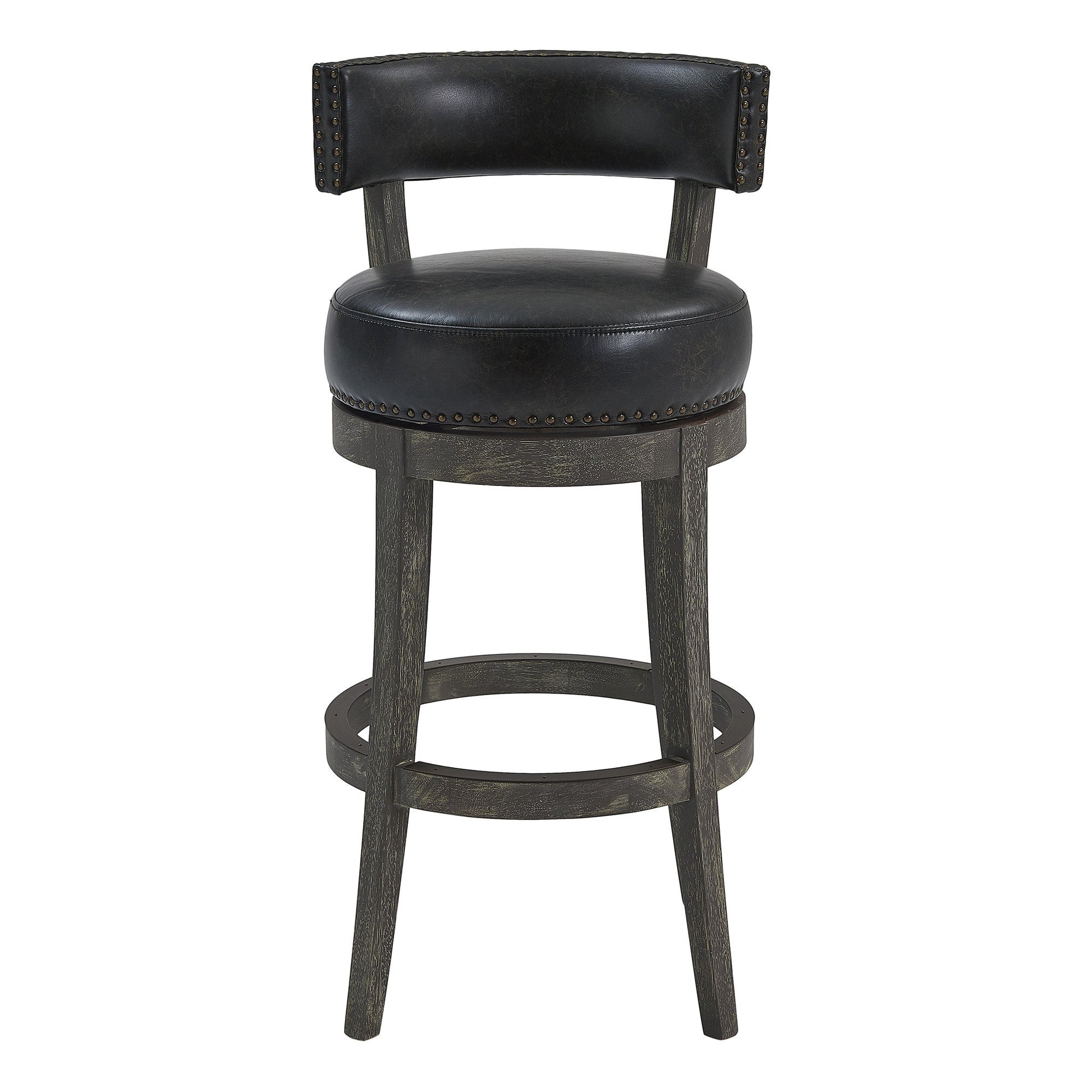 HomeRoots 30" Faux Leather Swivel Counter Stool in Brown Onyx Finish