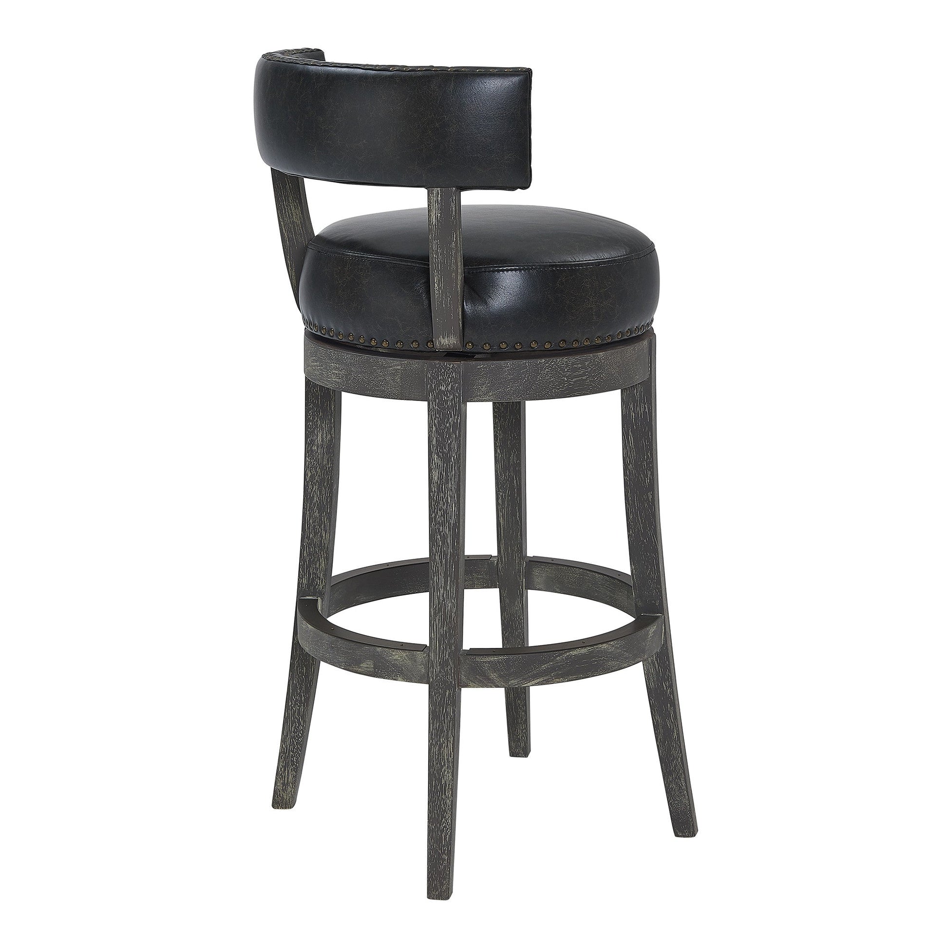 HomeRoots 30" Faux Leather Swivel Counter Stool in Brown Onyx Finish