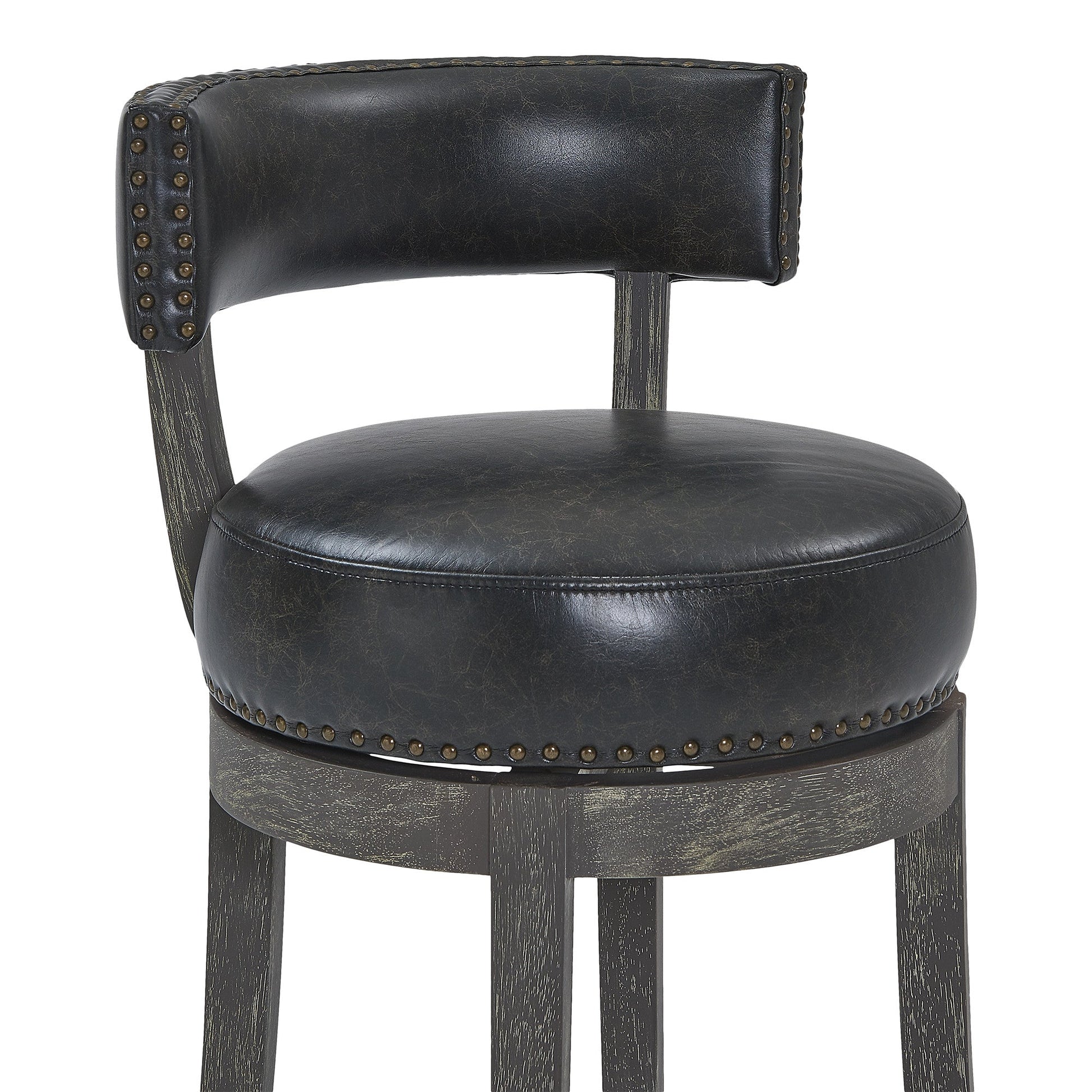 HomeRoots 30" Faux Leather Swivel Counter Stool in Brown Onyx Finish