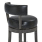 HomeRoots 30" Faux Leather Swivel Counter Stool in Brown Onyx Finish