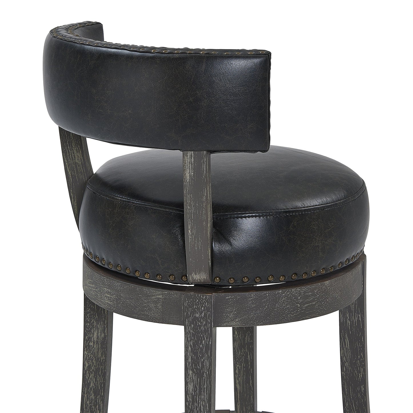 HomeRoots 30" Faux Leather Swivel Counter Stool in Brown Onyx Finish