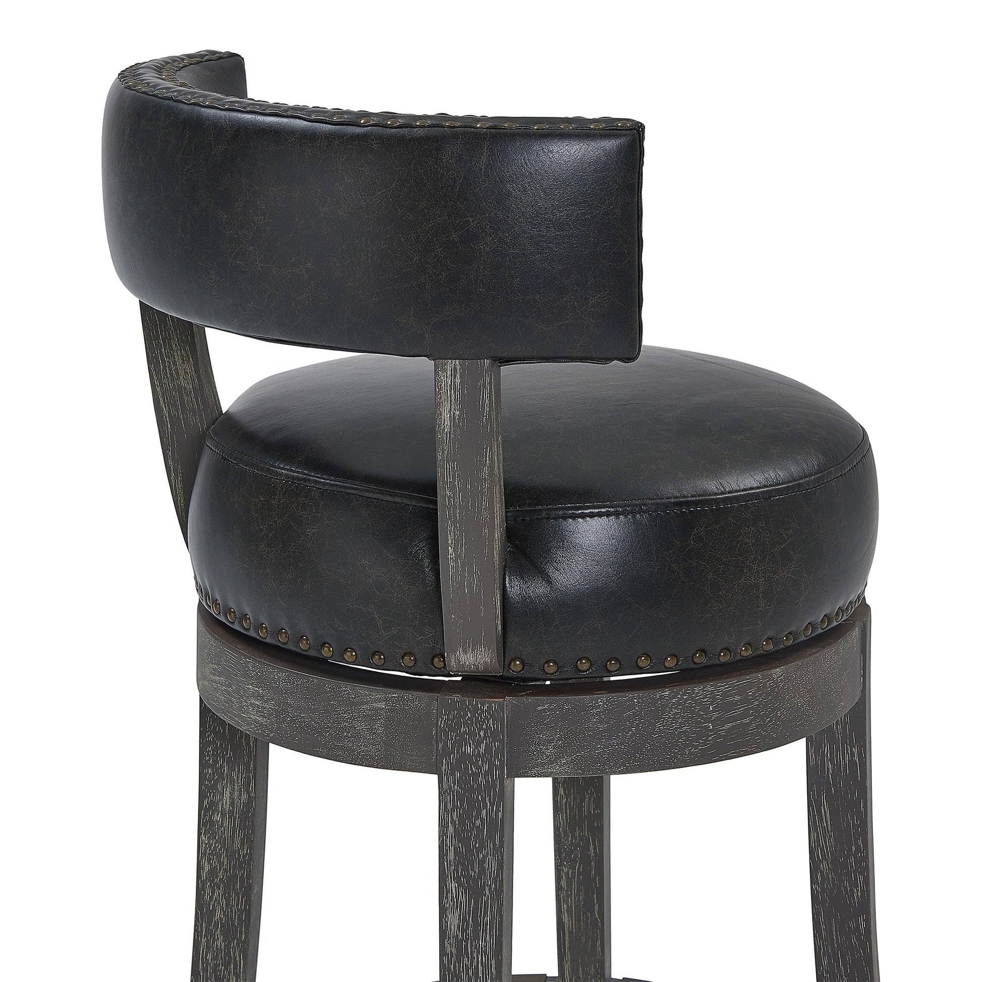 HomeRoots 30" Faux Leather Swivel Counter Stool in Brown Onyx Finish