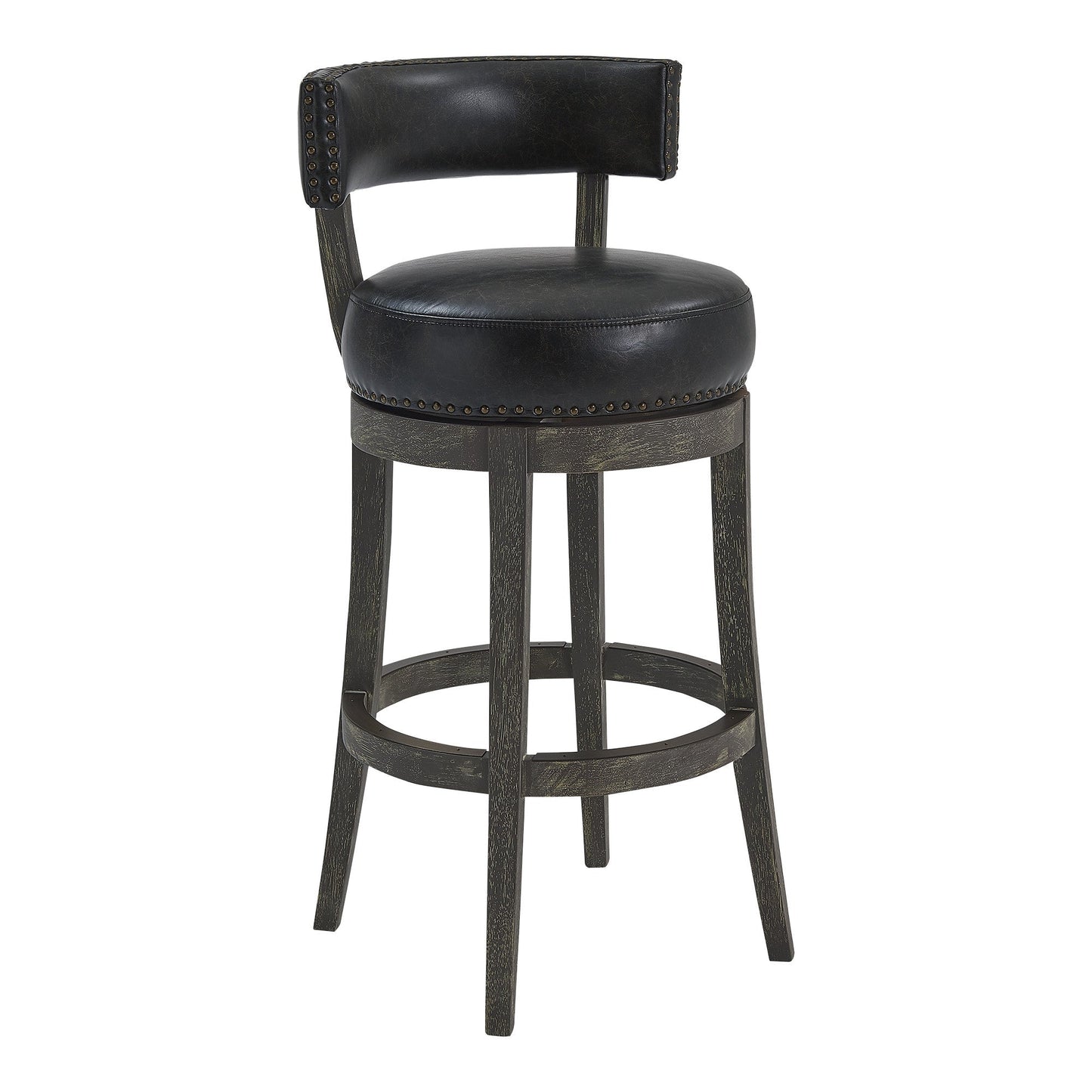 HomeRoots 30" Faux Leather Swivel Counter Stool in Brown Onyx Finish