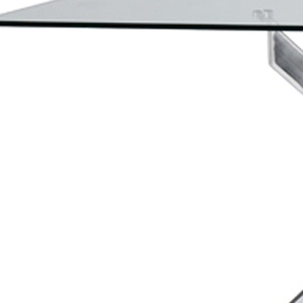 HomeRoots 30" Glass And Steel Rectangular Dining Table