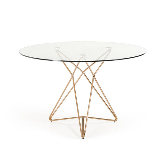 HomeRoots 30" Glass And Steel Round Dining Table