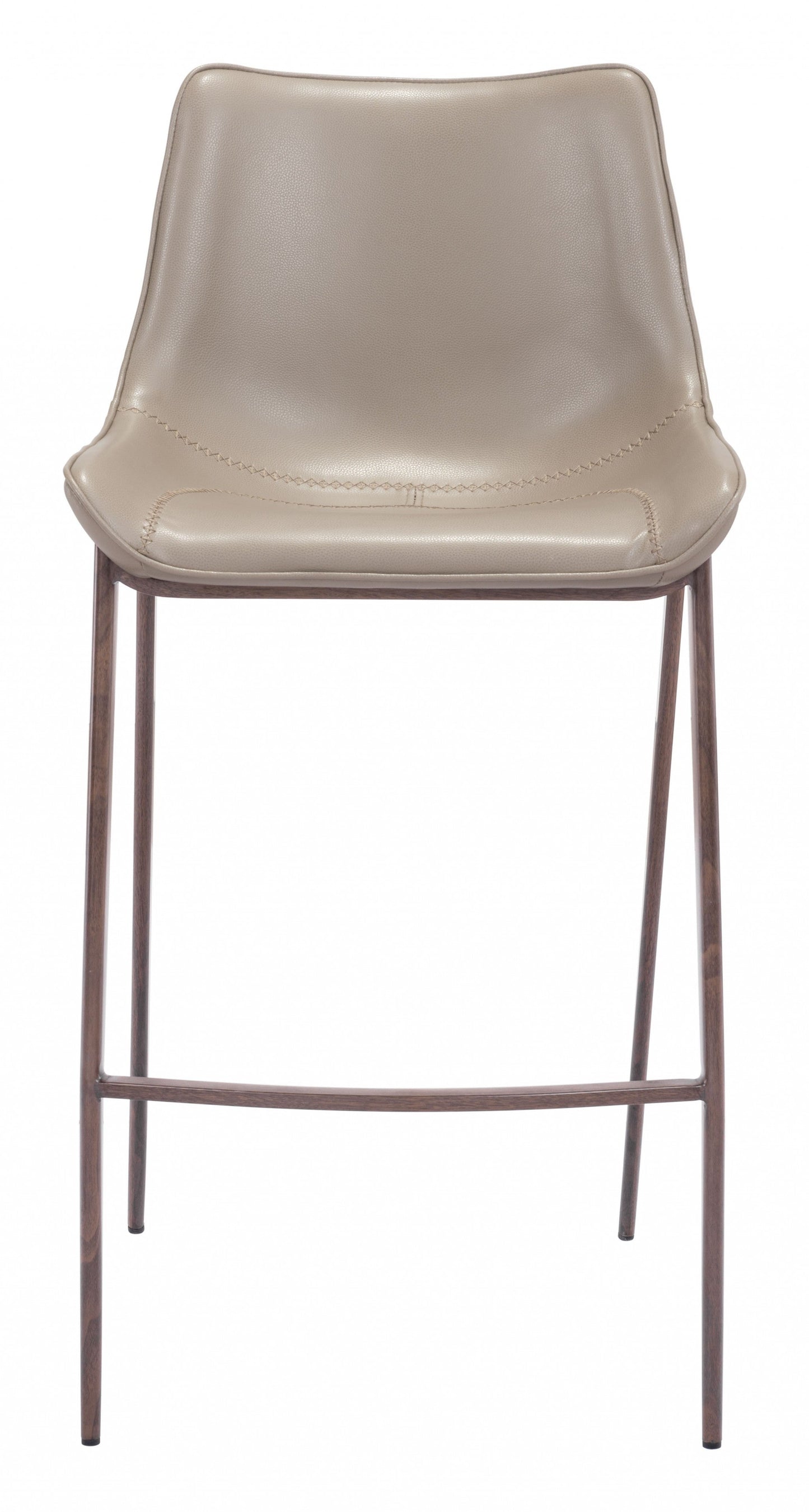 HomeRoots 30" Gray And Brown Steel Low Back Bar Height Chairs in Set of Two