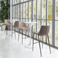 HomeRoots 30" Gray And Brown Steel Low Back Bar Height Chairs in Set of Two