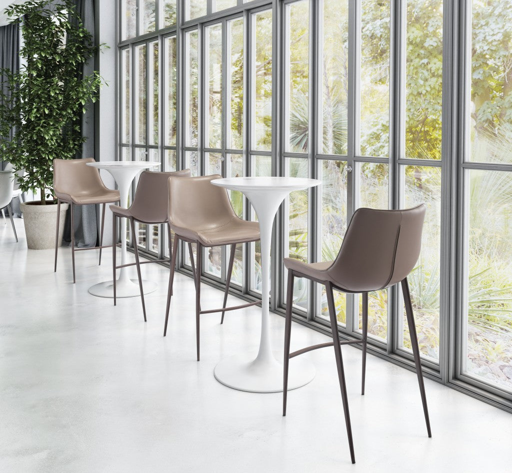 HomeRoots 30" Gray And Brown Steel Low Back Bar Height Chairs in Set of Two