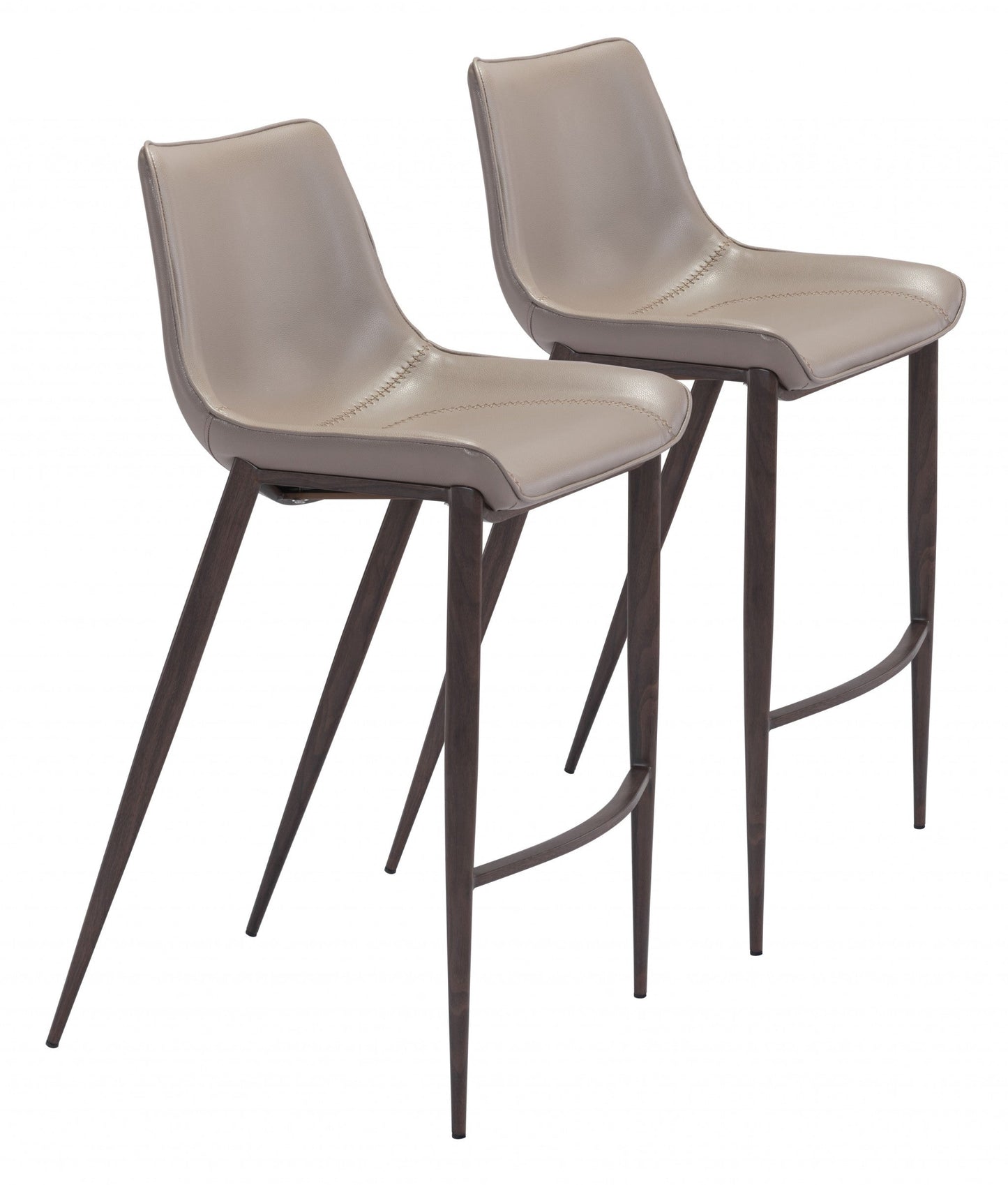HomeRoots 30" Gray And Brown Steel Low Back Bar Height Chairs in Set of Two