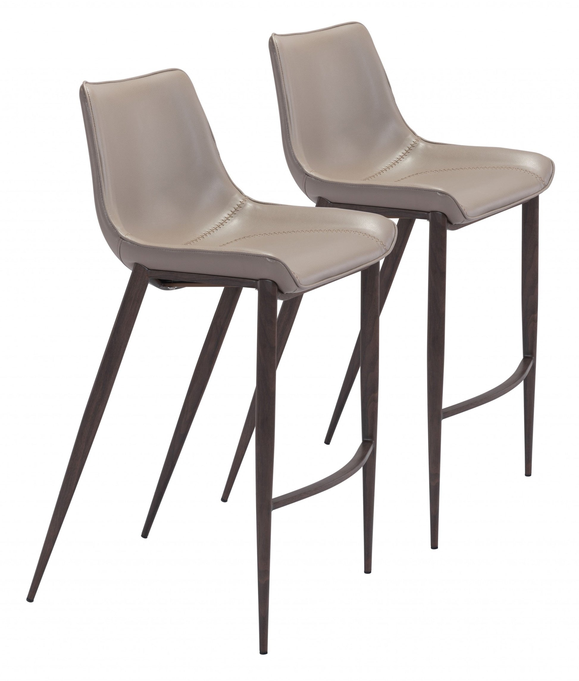 HomeRoots 30" Gray And Brown Steel Low Back Bar Height Chairs in Set of Two