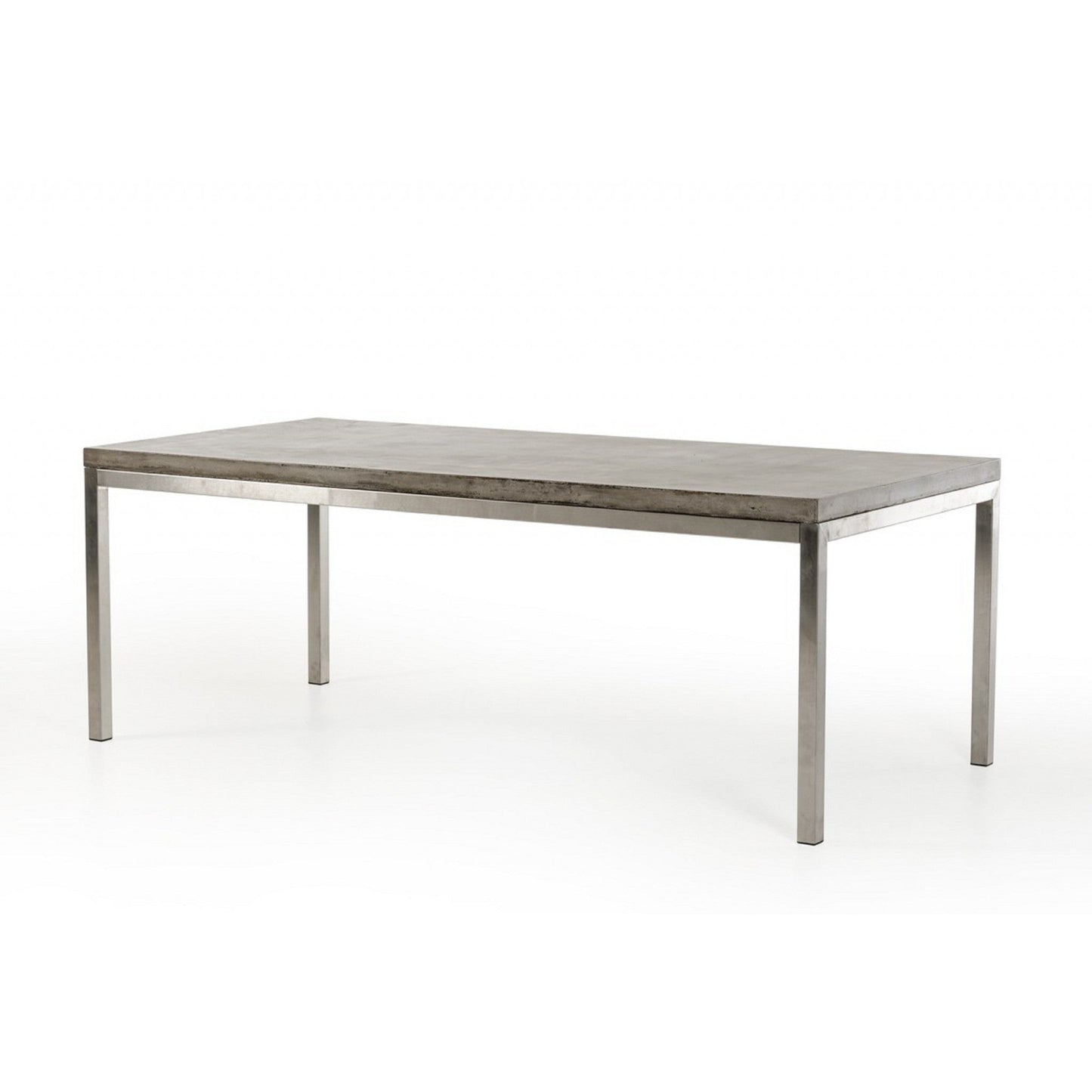 HomeRoots 30" Gray Concrete And Stainless Steel Dining Table