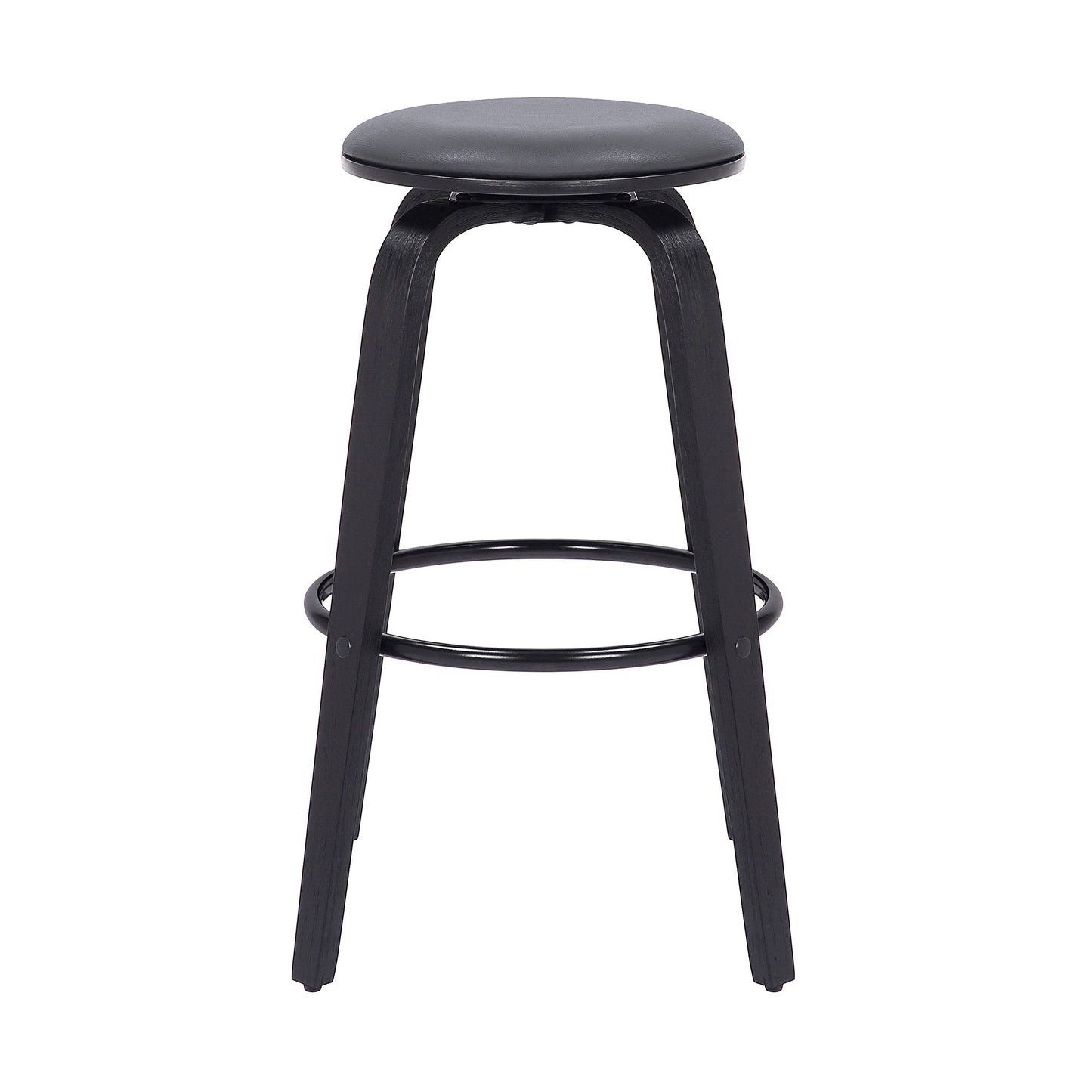 HomeRoots 30" Gray Faux Leather Backless Modern Swivel Bar Stool