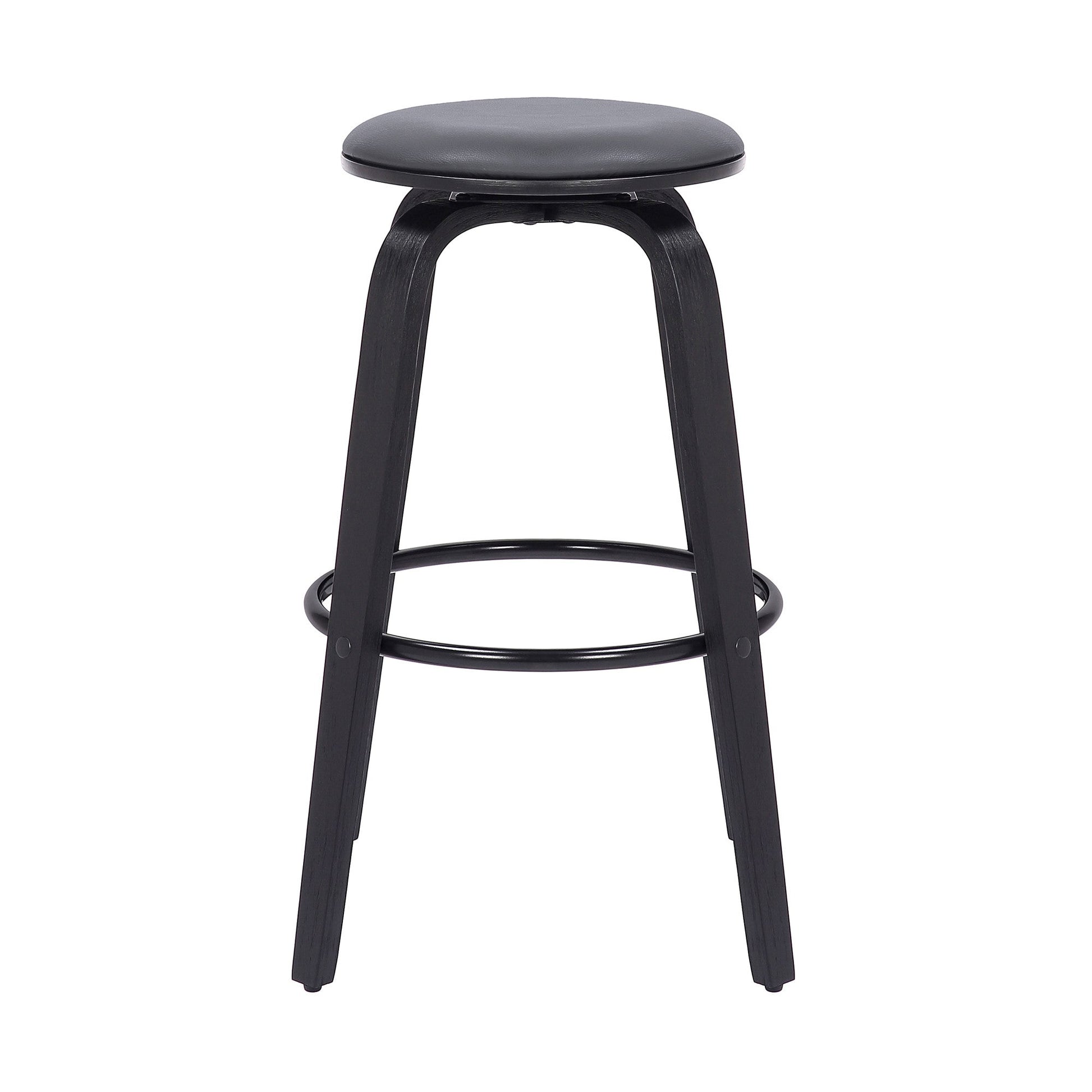 HomeRoots 30" Gray Faux Leather Backless Modern Swivel Bar Stool