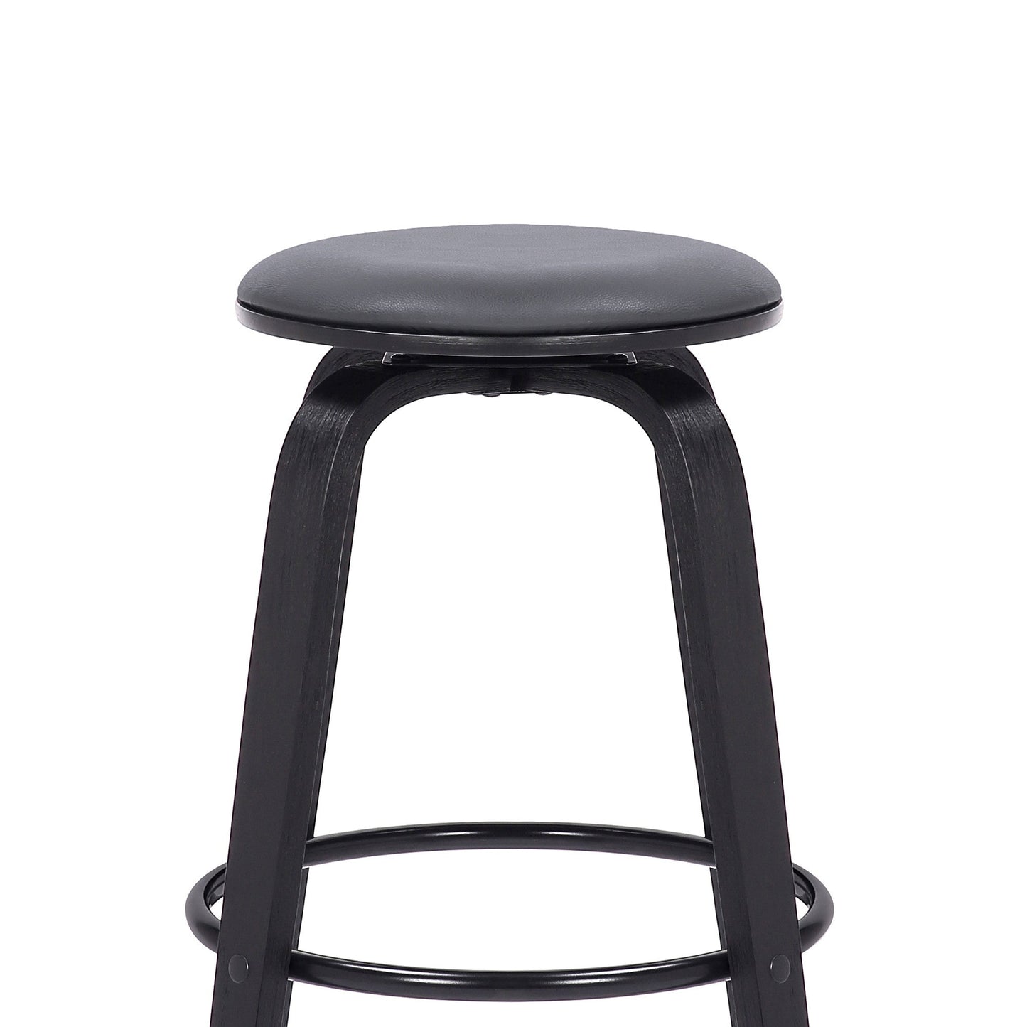 HomeRoots 30" Gray Faux Leather Backless Modern Swivel Bar Stool