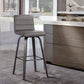 HomeRoots 30" Gray Faux Leather Black Wooden Swivel Bar Stool