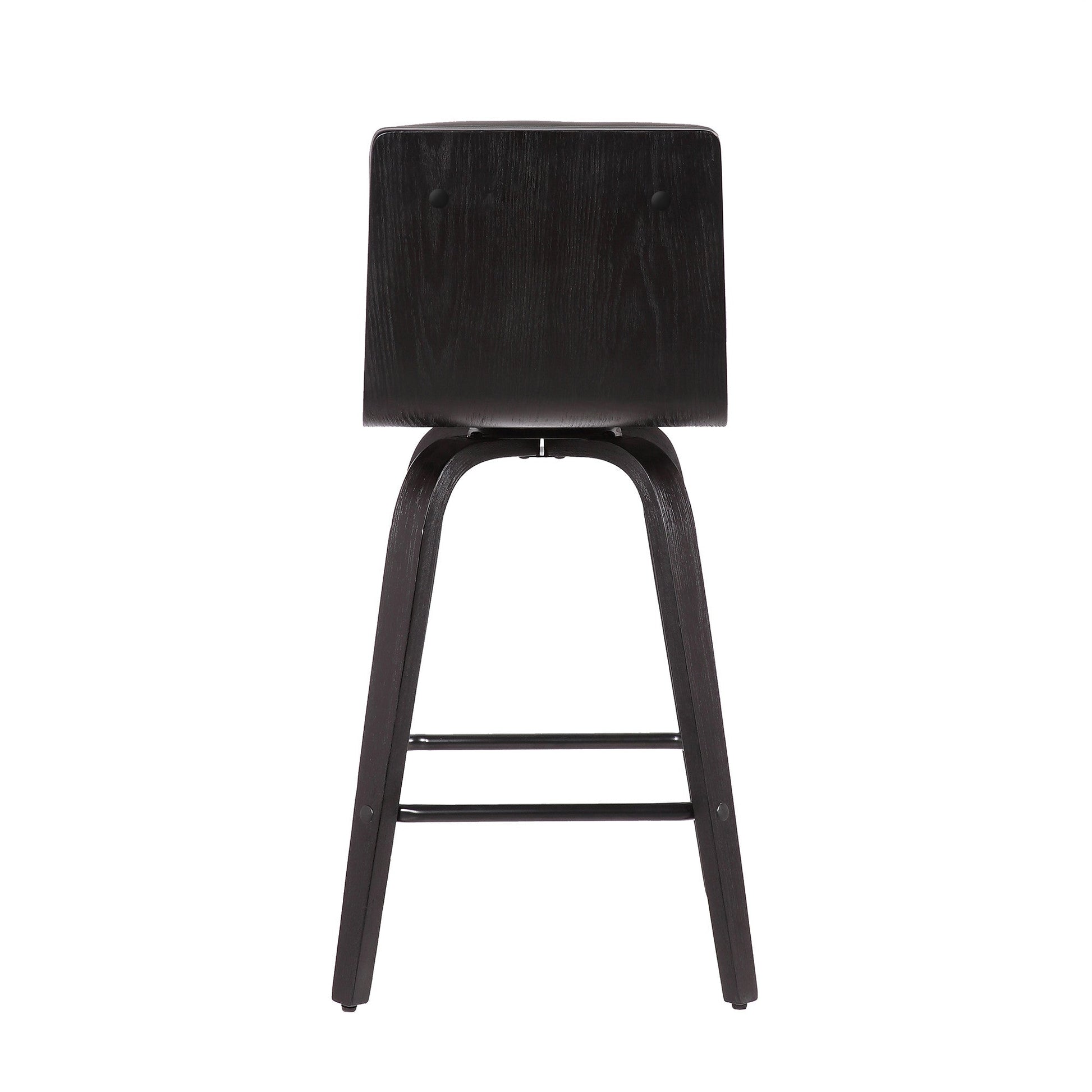 HomeRoots 30" Gray Faux Leather Black Wooden Swivel Bar Stool