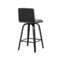HomeRoots 30" Gray Faux Leather Black Wooden Swivel Bar Stool