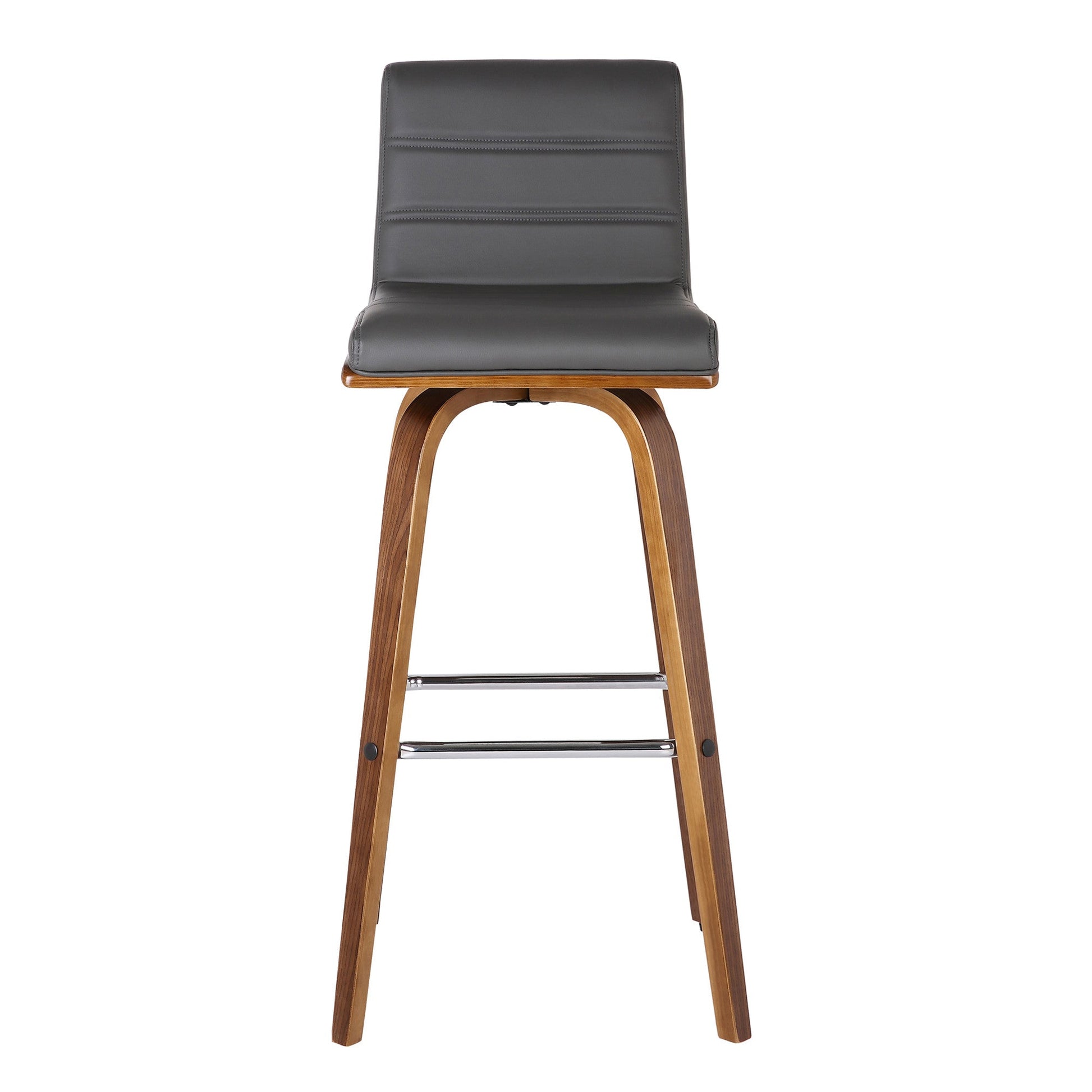 HomeRoots 30" Gray Faux Leather Wooden Swivel Bar Stool