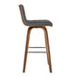 HomeRoots 30" Gray Faux Leather Wooden Swivel Bar Stool