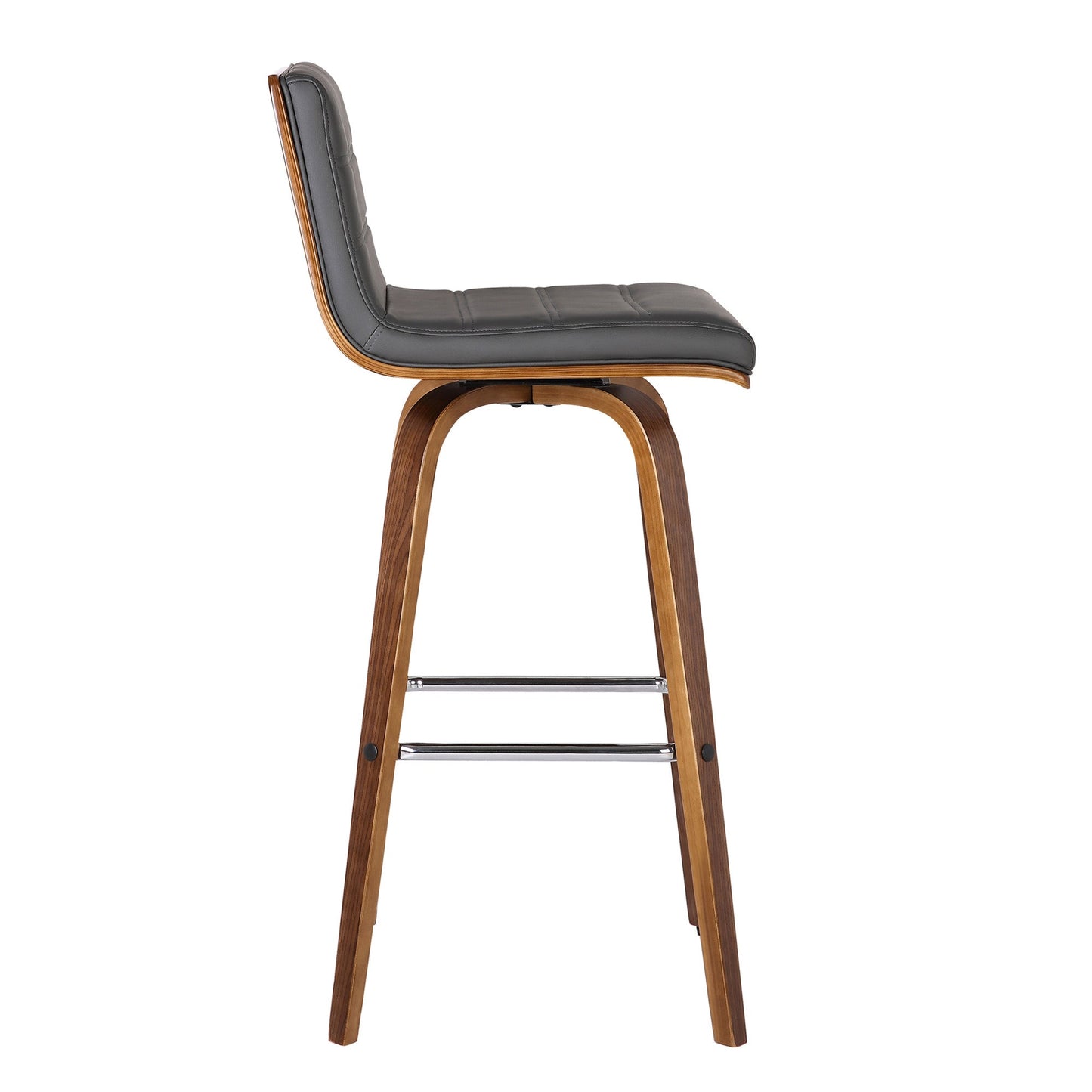 HomeRoots 30" Gray Faux Leather Wooden Swivel Bar Stool
