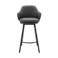 HomeRoots 30" Gray Faux Leather and Black Metal Swivel Bar Stool