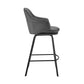 HomeRoots 30" Gray Faux Leather and Black Metal Swivel Bar Stool
