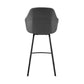 HomeRoots 30" Gray Faux Leather and Black Metal Swivel Bar Stool