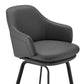 HomeRoots 30" Gray Faux Leather and Black Metal Swivel Bar Stool