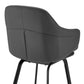 HomeRoots 30" Gray Faux Leather and Black Metal Swivel Bar Stool