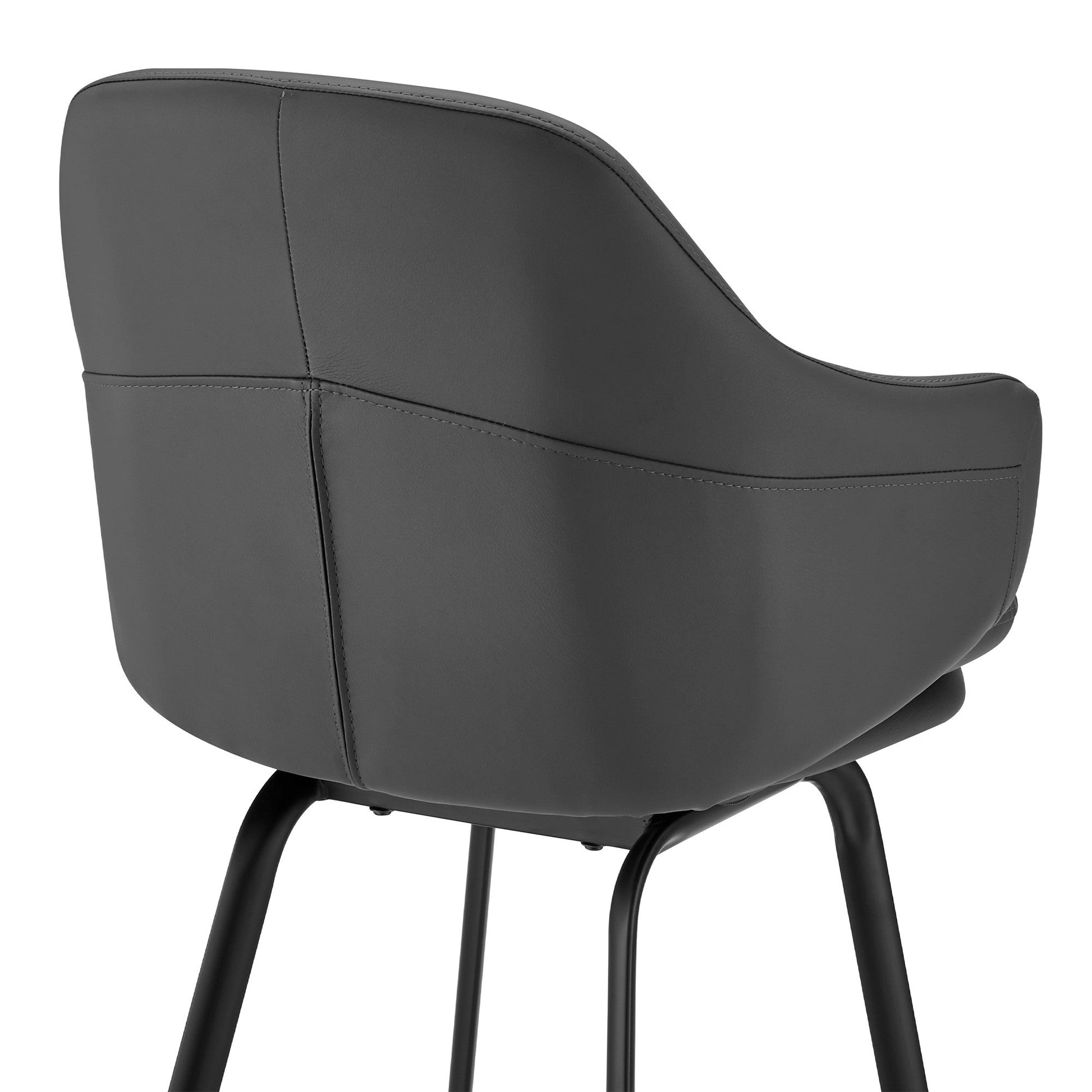 HomeRoots 30" Gray Faux Leather and Black Metal Swivel Bar Stool