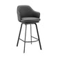 HomeRoots 30" Gray Faux Leather and Black Metal Swivel Bar Stool