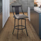 HomeRoots 30" Gray Faux Leather and Metal Square Seat Swivel Bar Stool