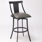 HomeRoots 30" Gray Faux Leather and Metal Square Seat Swivel Bar Stool