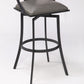 HomeRoots 30" Gray Faux Leather and Metal Square Seat Swivel Bar Stool