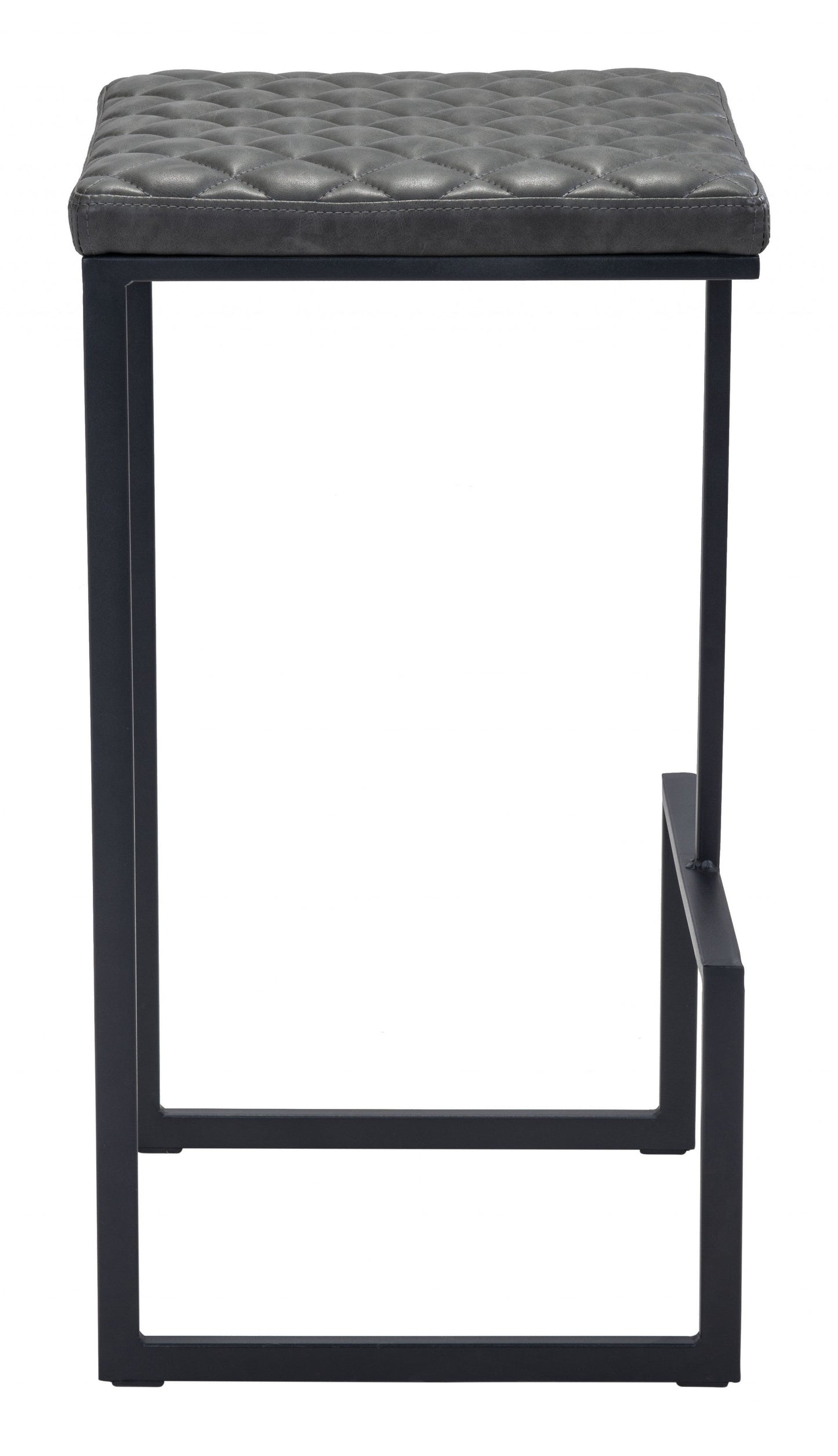 HomeRoots 30" Gray Steel Backless Bar Height Chair With Black Base Finish
