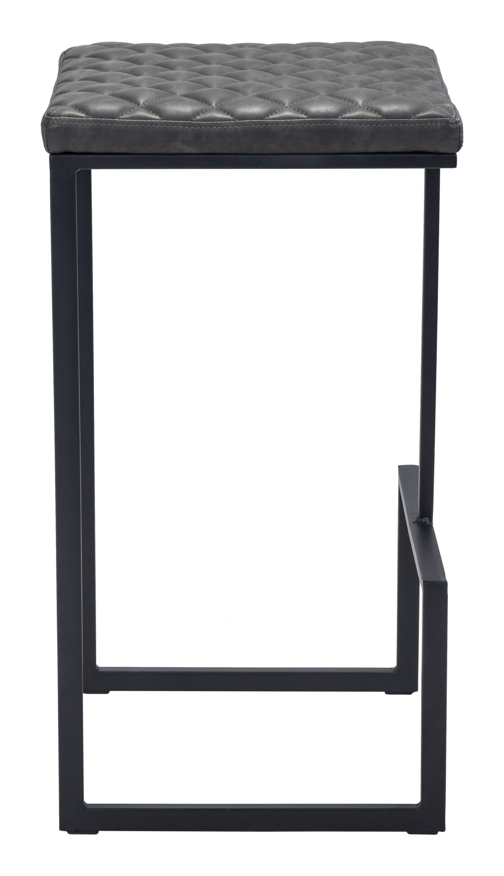 HomeRoots 30" Gray Steel Backless Bar Height Chair With Black Base Finish