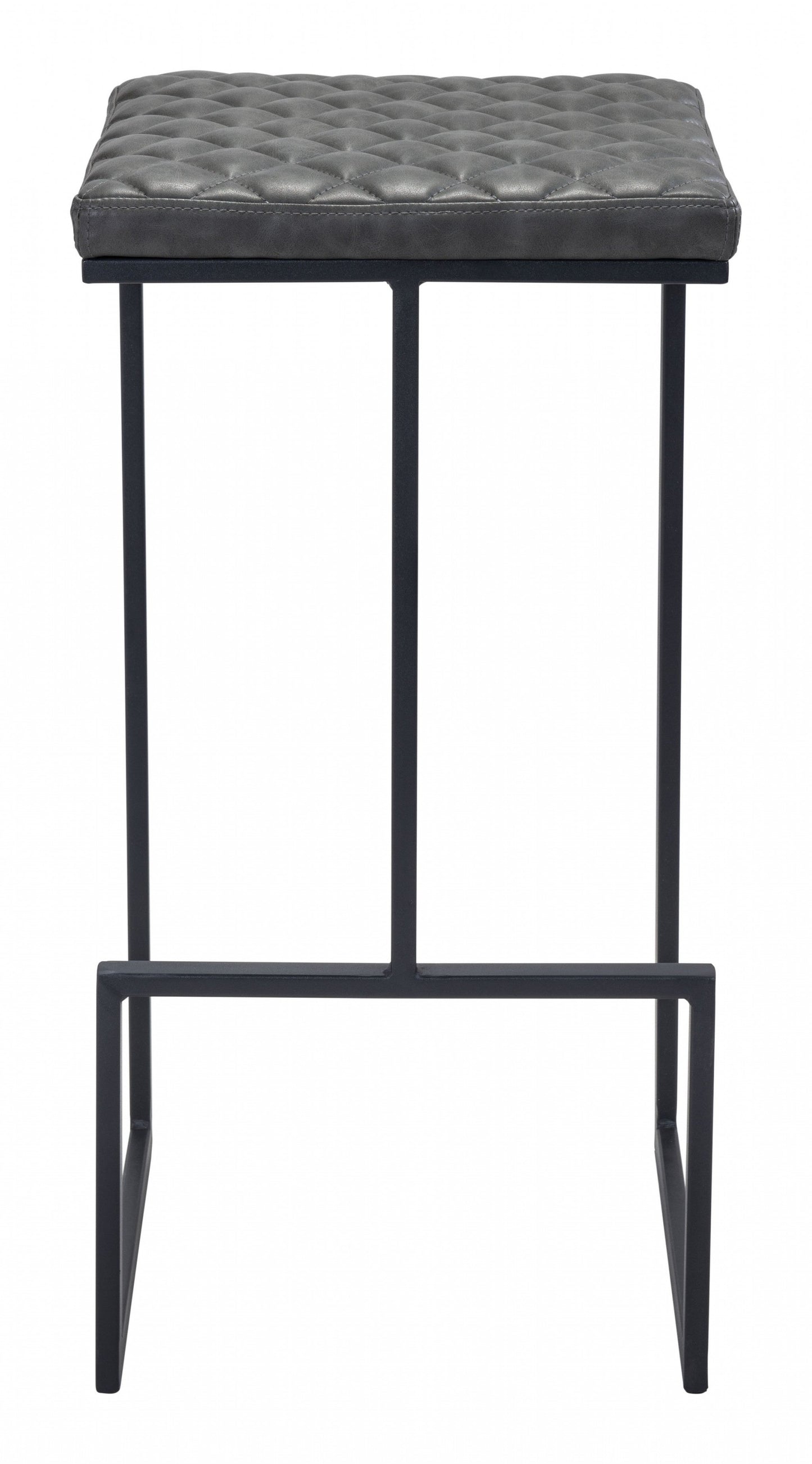 HomeRoots 30" Gray Steel Backless Bar Height Chair With Black Base Finish