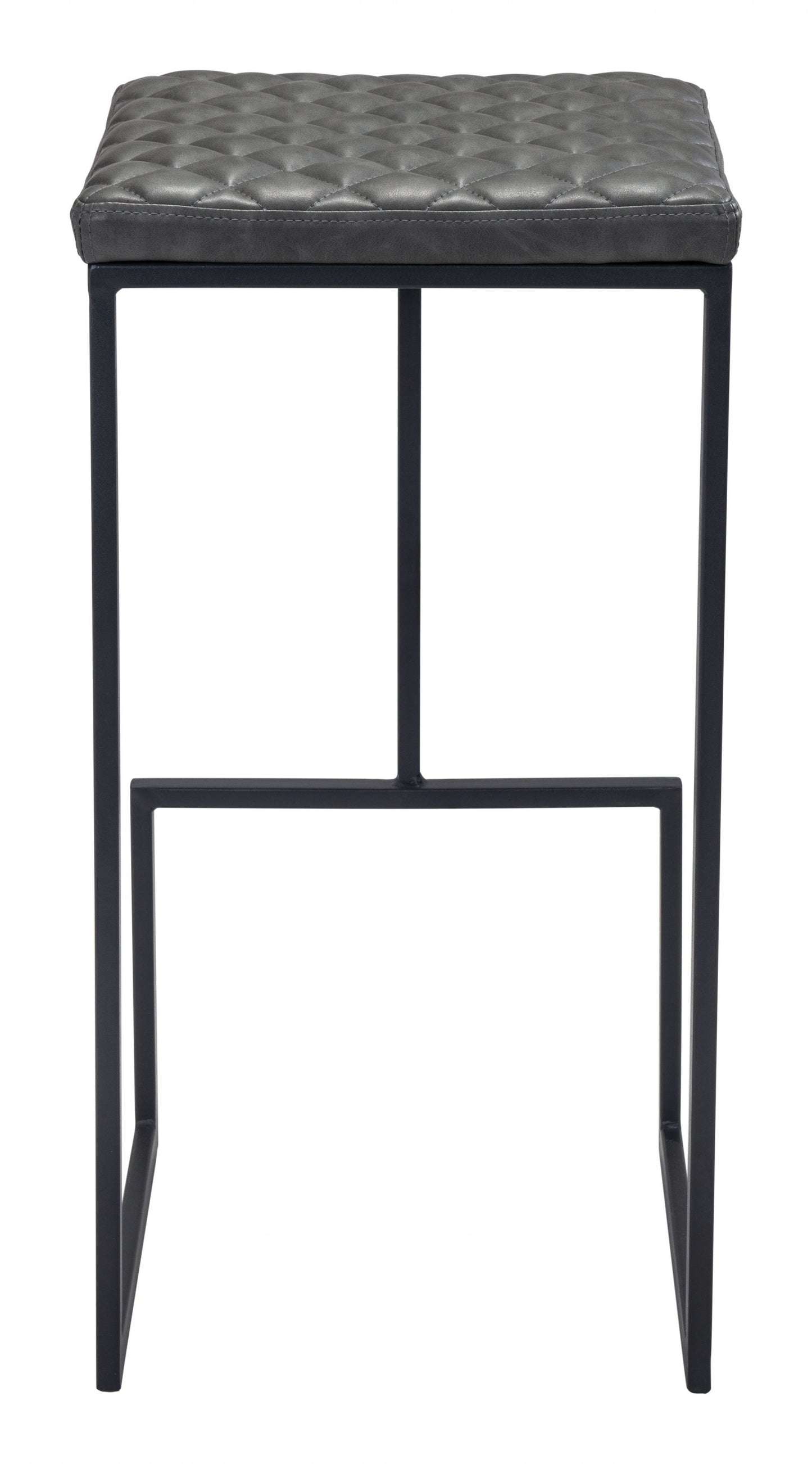HomeRoots 30" Gray Steel Backless Bar Height Chair With Black Base Finish