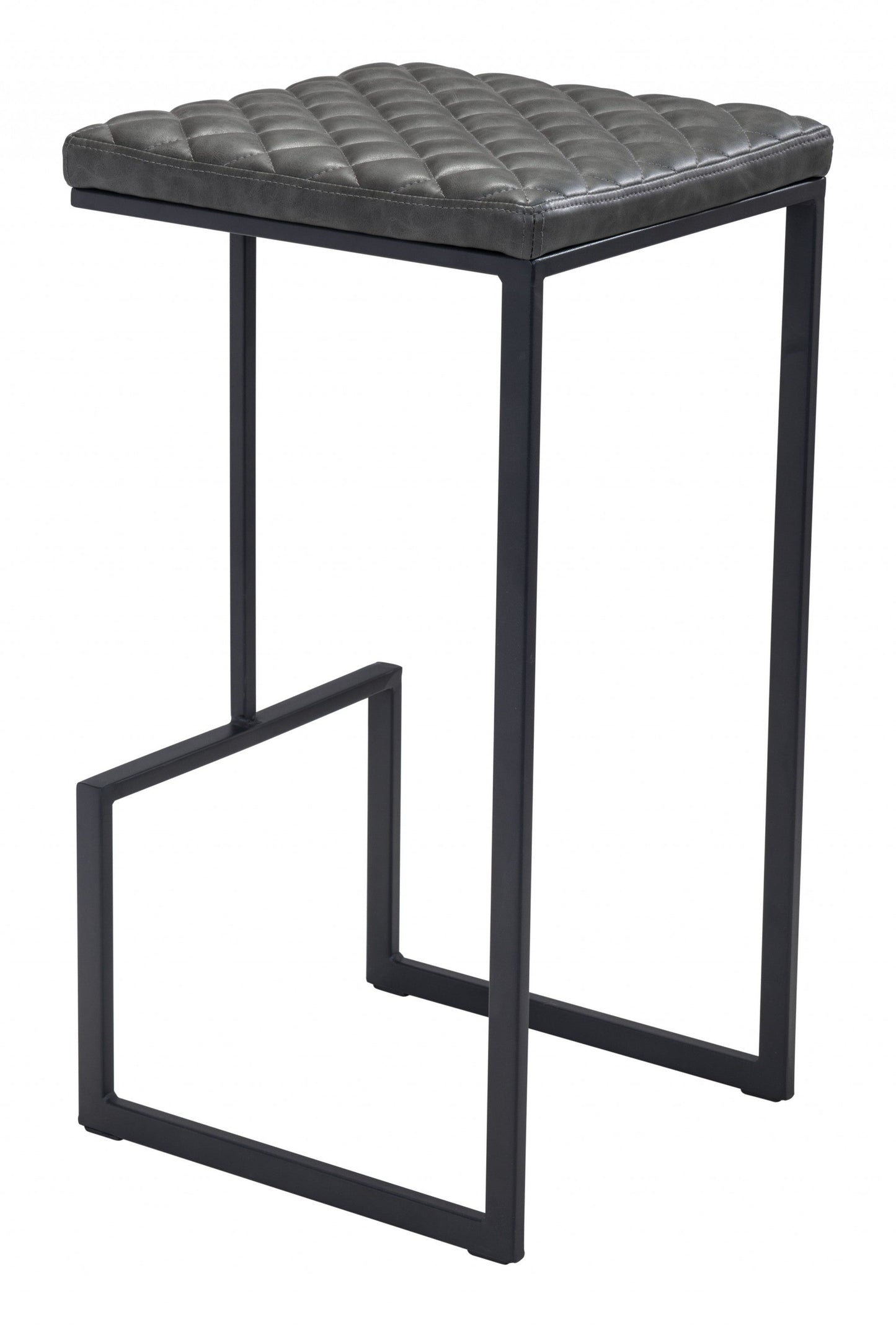 HomeRoots 30" Gray Steel Backless Bar Height Chair With Black Base Finish