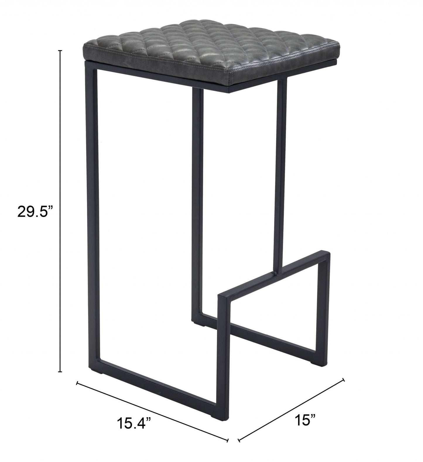 HomeRoots 30" Gray Steel Backless Bar Height Chair With Black Base Finish