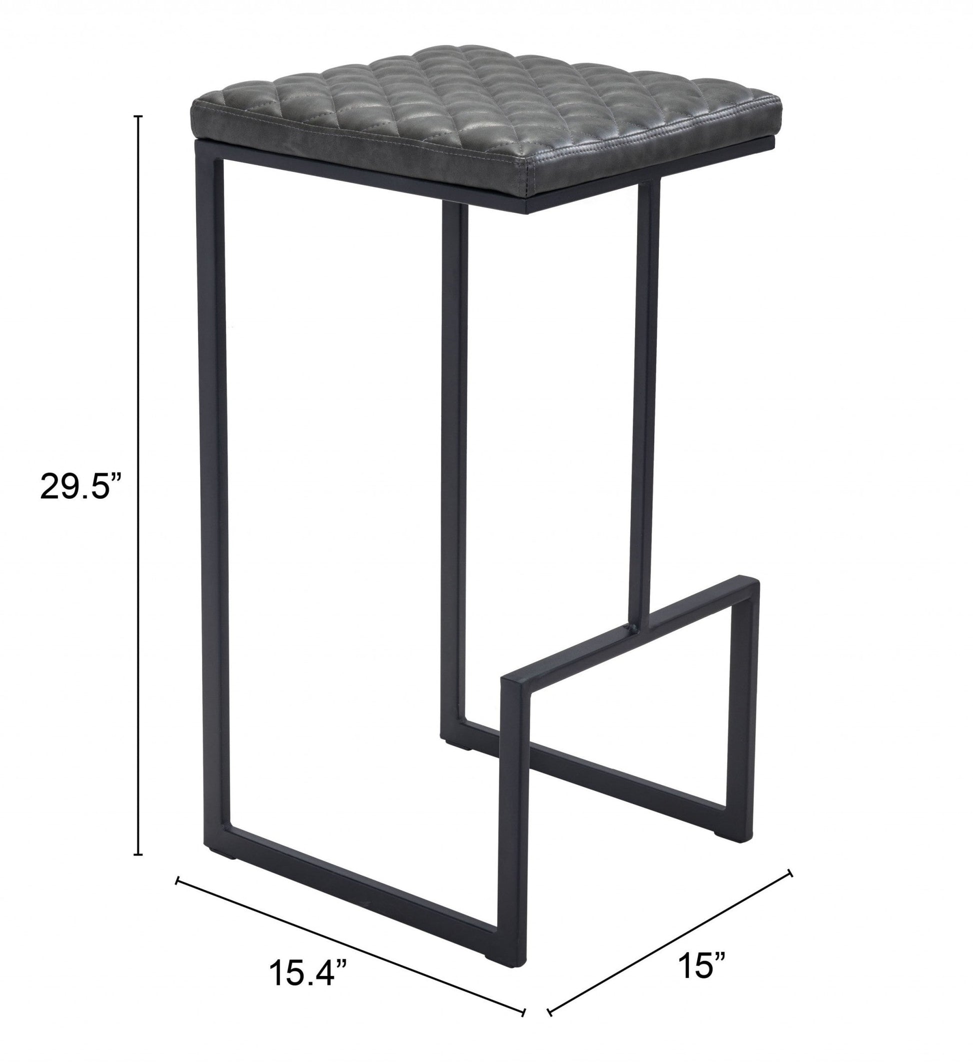 HomeRoots 30" Gray Steel Backless Bar Height Chair With Black Base Finish