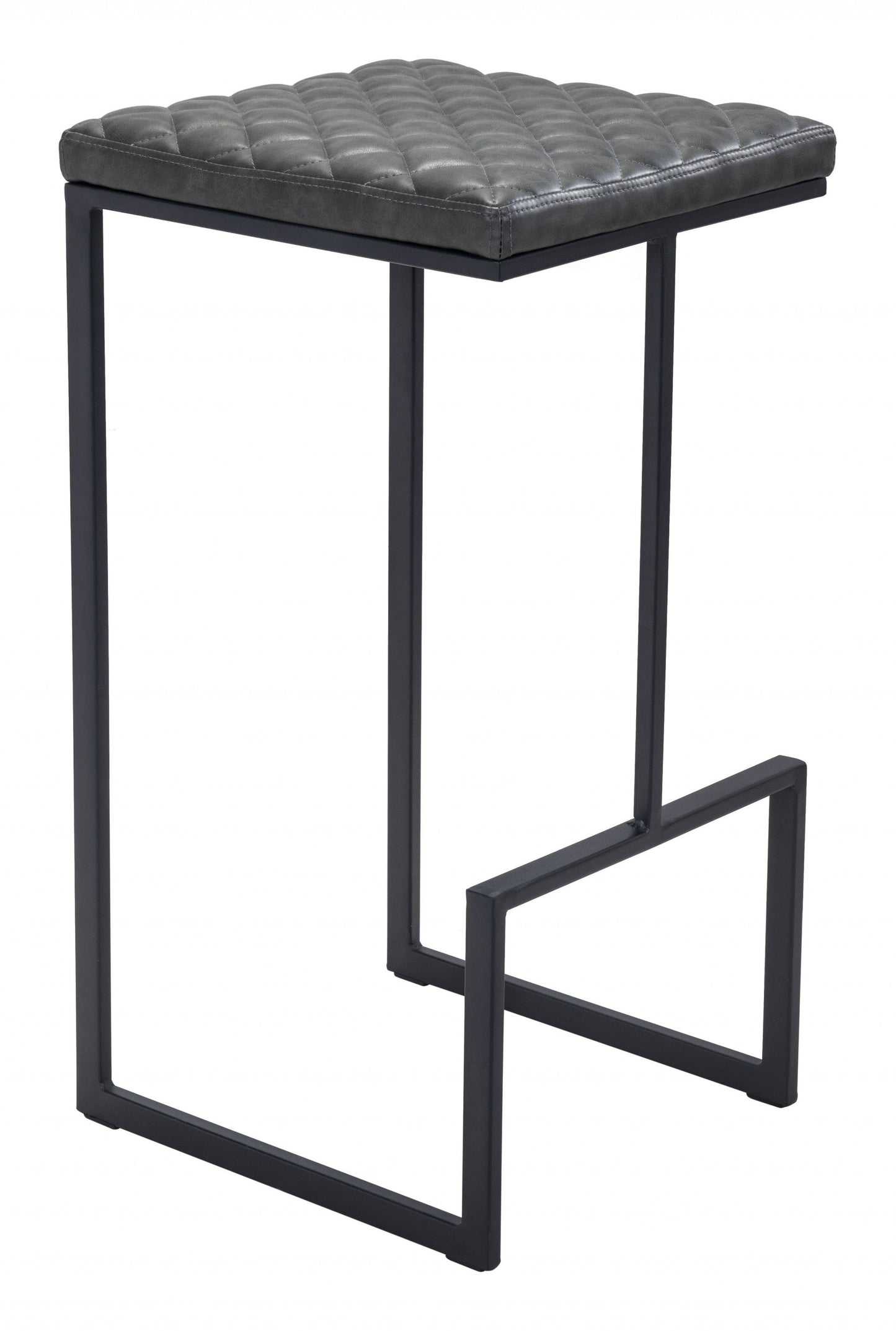 HomeRoots 30" Gray Steel Backless Bar Height Chair With Black Base Finish